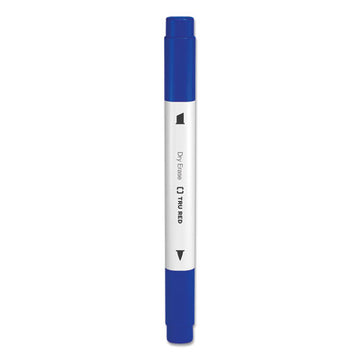 TRU RED™ Dry Erase Marker, Tank-style Twin-tip, Fine-medium Bullet-chisel Tips, Blue, 4-pack freeshipping - TVN Wholesale